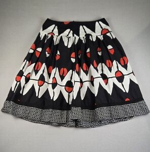 Mix Nouveau Black,‎ Red, & White Abstract A-Line Skirt LARGE